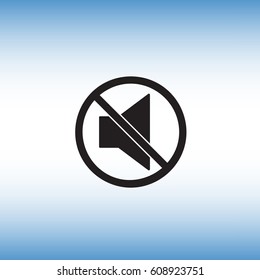 Isolated mute vector icon. Mute button flat sign. Sound off vector pictogram.