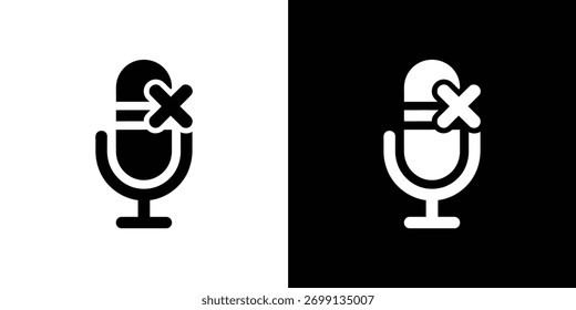 Isolated muted microphone graphic element with rounded edges. Represents sound off or mute functionality. Clean, transparent design for versatile use.