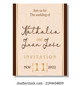 Isolated names cursive wedding invitation vector illustration