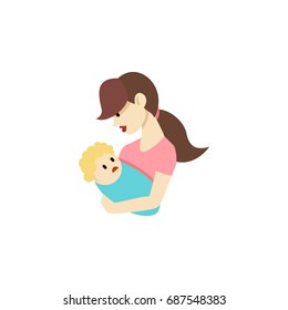 Isolated Nanny Flat Icon. Child Vector Element Can Be Used For Child, Nanny, Mother Design Concept.