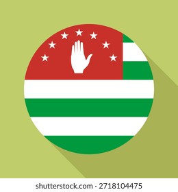 Bandera nacional aislada de Abjasia. Bandera de Botón de Abjasia Fondo colorido. Ilustración vectorial de bandera circular de Abjasia.