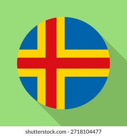 Isolated national flag of Aland. Button flag of Aland Colorful background. Aland circular flag vector illustration.