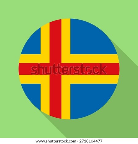 Isolated national flag of Aland. Button flag of Aland Colorful background. Aland circular flag vector illustration.