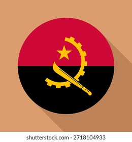 Isolated national flag of Angola. Button flag of Angola Colorful background. Angola circular flag vector illustration.