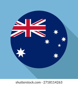 Bandera nacional aislada de Australia. Bandera de Botón de Australia. Ilustración vectorial de fondo colorido de la bandera del círculo de la República de Australia.