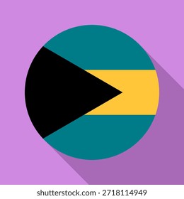 Isolierte Nationalflagge der Bahamas. Button Flagge der Bahamas. Republik Bahamas Kreis Flagge bunte Hintergrund Vektorgrafik.