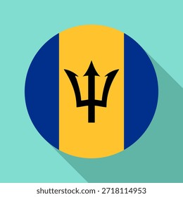 Bandera nacional aislada de Barbados. Bandera de Botón de Barbados Fondo colorido. Ilustración vectorial de la bandera de Barbados.