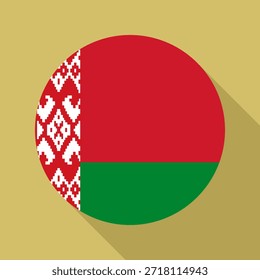 Bandera nacional aislada de Bielorrusia. Bandera de Botón de Bielorrusia Fondo colorido. Ilustración vectorial de la bandera de Bielorrusia.