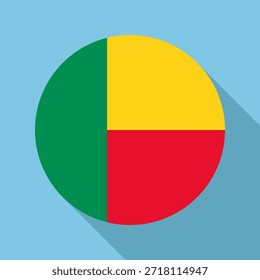 Isolated national flag of Benin. Button flag of Benin Colorful background. Benin circle flag vector illustration.