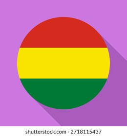 Bandera nacional aislada de Bolivia. Bandera de Botón de Bolivia Fondo colorido. Ilustración vectorial de la bandera del círculo de Bolivia.