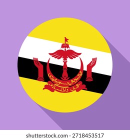 Isolated national flag of Brunei. Button flag of Brunei colorful background. Brunei circle flag vector illustration.
