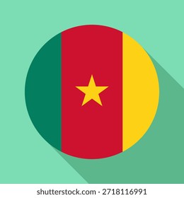 Bandeira nacional isolada dos Camarões. Bandeira de botão de Camarões Fundo colorido. Ilustração do vetor da bandeira do círculo de Camarões.