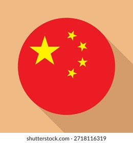 Isolated national flag of China. Button flag of China Colorful background. China circle flag vector illustration.