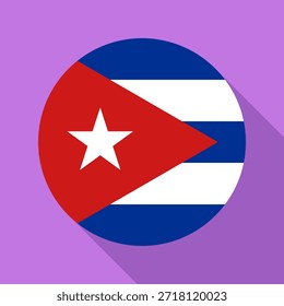 Bandeira nacional isolada de Cuba. Bandeira de Cuba Fundo colorido. Ilustração do vetor da bandeira do círculo de Cuba.