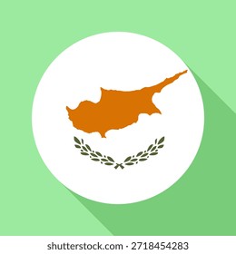 Isolierte Nationalflagge Zyperns. Knopfflagge auf buntem Zypern-Hintergrund. Vektorgrafik der Flagge von Zypern.