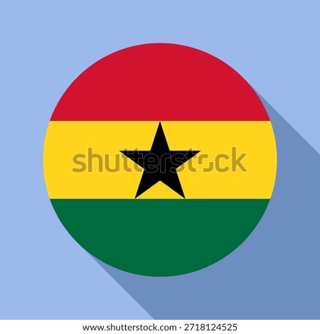 Isolated national flag of Ghana. Button flag of Ghana Colorful background. Ghana circle flag vector illustration.