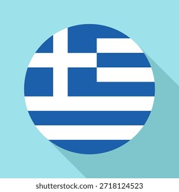 Bandera nacional de Grecia. Bandera de Botón de Grecia Fondo colorido. Ilustración vectorial de la bandera de la República Helénica.