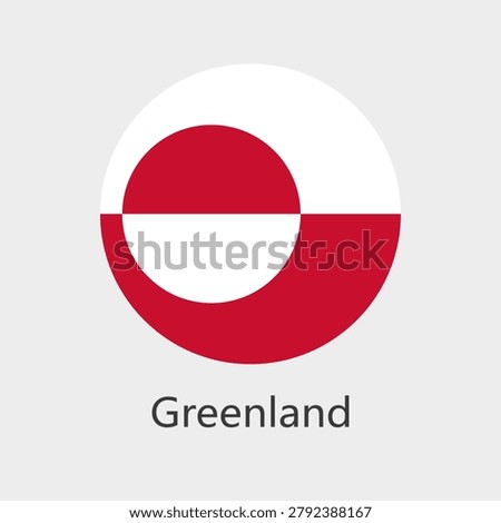 Isolated national flag of Greenland. Button flag of Greenland. Greenland circle flag vector illustration.