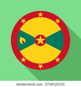 Bandera nacional aislada de Granada. Bandera de Botón de Granada Fondo colorido. Ilustración vectorial de la bandera del círculo de Granada.