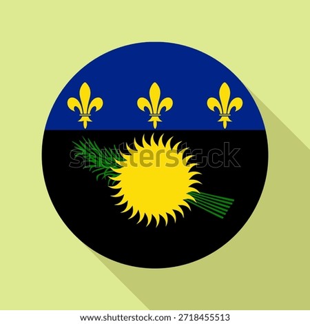 Isolated national flag of Guadeloupe. Button flag of Guadeloupe colorful background. Guadeloupe circle flag vector illustration.
