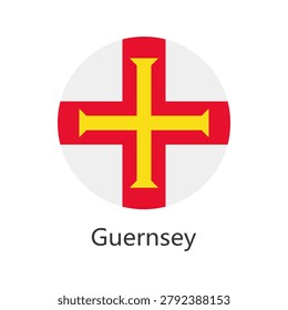 Isolated national flag of Guernsey. Button flag of Guernsey. Guernsey circle flag vector illustration.