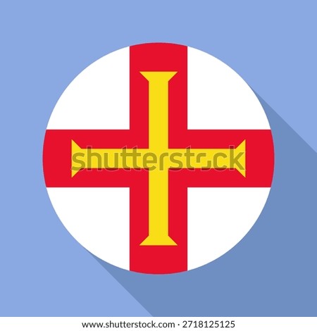 Isolated national flag of Guernsey. Button flag of Guernsey Colorful background. Guernsey circle flag vector illustration.