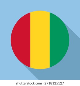 Bandeira nacional da Guiné. Bandeira de botão de Guiné Fundo colorido. Ilustração do vetor da bandeira do círculo da Guiné.
