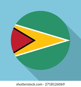 Isolated national flag of Guyana. Button flag of Guyana Colorful background. Guyana circle flag vector illustration.