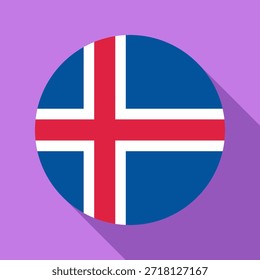 Isolated national flag of Iceland. Button flag of Iceland Colorful background. Iceland circular flag vector illustration.