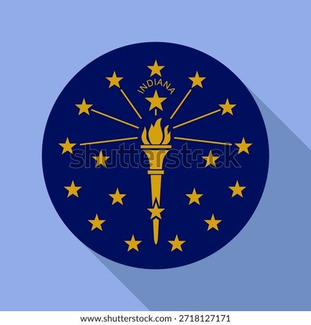 Isolated national flag of Indiana. Button flag of Indiana Colorful background. Indiana circle flag vector illustration.