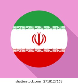 Isolated national flag of Iran. Button flag of Iran Colorful background. Iran circle flag vector illustration.