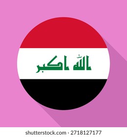 Isolated national flag of Iraq. Button flag of Iraq Colorful background. Iraq circle flag vector illustration.