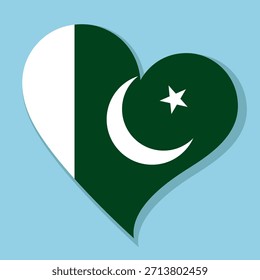 Isolated national flag of Islamic Republic of Pakistan. Love flag of Pakistan color background. Pakistan heart-shaped flag vector illustration.