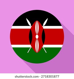 Isolated national flag of Kenya. Button flag of Kenya Colorful background. Kenya circle flag vector illustration.