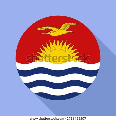 Isolated national flag of Kiribati. Button flag of Kiribati colorful background. Kiribati circle flag vector illustration.