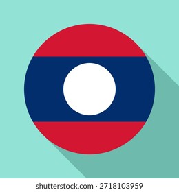 Isolated national flag of Laos. Button flag of Laos Colorful background. Laos circle flag vector illustration.