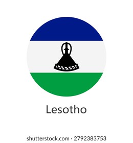 Isolated national flag of Lesotho. Round flag of Lesotho. Lesotho circle flag vector illustration.