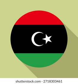 Isolated national flag of Libya. Round flag of Libya. Libya circle flag color background vector illustration.