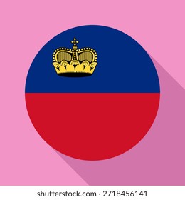 Isolierte Nationalflagge von Liechtenstein. Knopfflagge von Liechtenstein bunter Hintergrund. Liechtenstein Kreis Flagge Vektorgrafik.