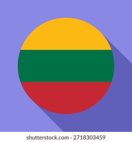 Isolated national flag of Lithuania. Round flag of Lithuania. Lithuania circle flag color background vector illustration.
