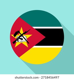 Isolated national flag of Mozambique. Button flag of Mozambique colorful background. Mozambique circle flag vector illustration.