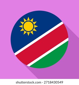 Isolated national flag of Namibia. Round flag of Namibia. Namibia circle flag color background vector illustration.