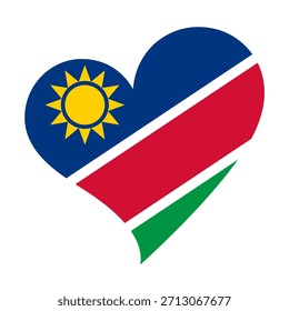Isolated national flag of The Republic of Namibia. Love flag of Namibia. Namibia heart-shaped flag vector illustration.