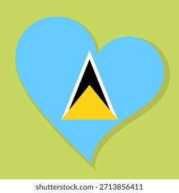 Bandera nacional aislada de la isla de Santa Lucía. Bandera de amor de la isla de Santa Lucía. Fondo de color de Ilustración vectorial de bandera en forma de corazón de Santa Lucía.