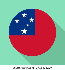 Isolated national flag of Samoa. Round flag of Samoa. Samoa circle flag color background vector illustration.