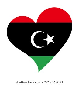 Isolated national flag of State of Libya. Love flag of Libya. Libya heart-shaped flag vector illustration.