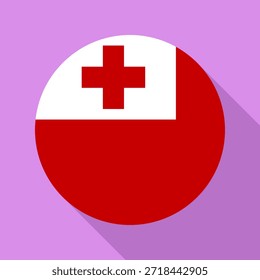 Isolated national flag of Tonga. Round flag of Tonga. Tonga circle flag color background vector illustration.