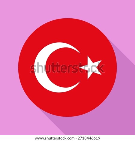 Isolated national flag of Turkey. Round flag of Turkey. Turkey circle flag color background vector illustration.