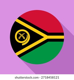 Isolated national flag of Vanuatu. Button flag of Vanuatu colorful background. Vanuatu circle flag vector illustration.