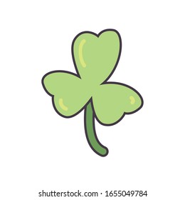 Línea aislada de hojas de trébol natural y diseño de icono de relleno de naturaleza floral jardín adorno botánica decoración y tema de la vida Ilustración vectorial